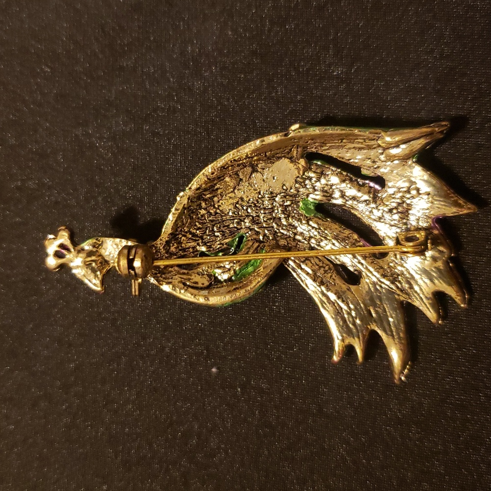 Multicolor Peacock Brooch - Picture 6 of 8